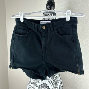 American Apparel Simple Black High Rise Mini Denim Shorts